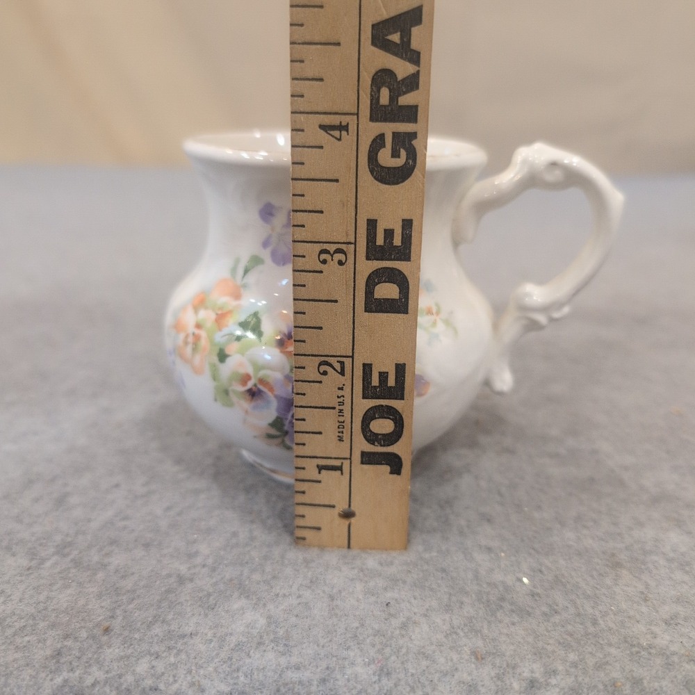 Anchor Pottery Antique Floral Pansy Shaving Mug Scuttle White Ceramic NA309 - Picture 4 of 5